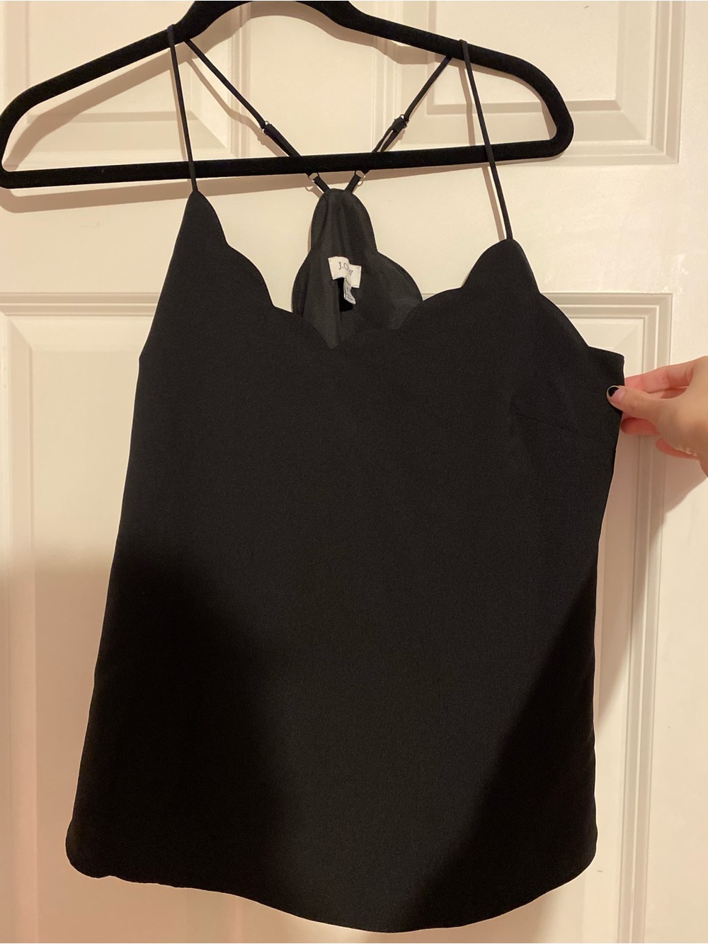 J. Crew black halter tank top scalloped neckline size 6